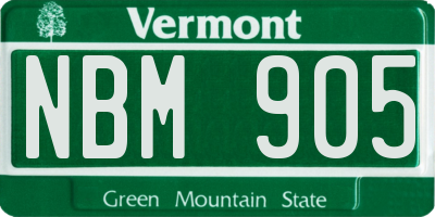 VT license plate NBM905
