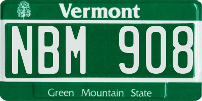 VT license plate NBM908