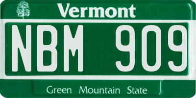 VT license plate NBM909