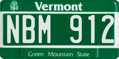 VT license plate NBM912