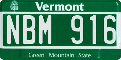 VT license plate NBM916