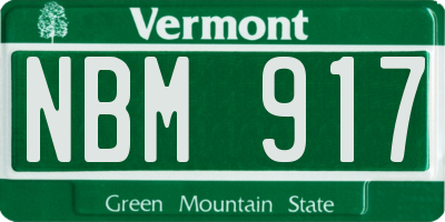 VT license plate NBM917
