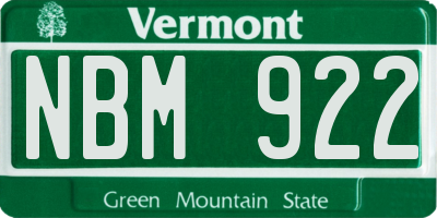 VT license plate NBM922