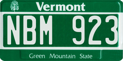 VT license plate NBM923