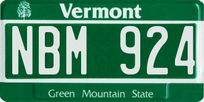 VT license plate NBM924