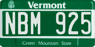 VT license plate NBM925