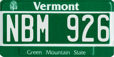 VT license plate NBM926