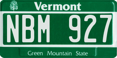 VT license plate NBM927