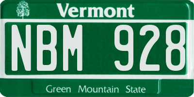 VT license plate NBM928