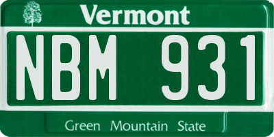 VT license plate NBM931