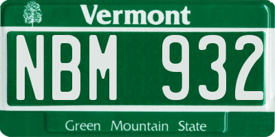 VT license plate NBM932