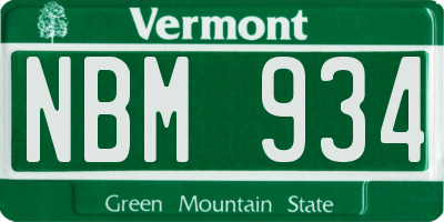 VT license plate NBM934