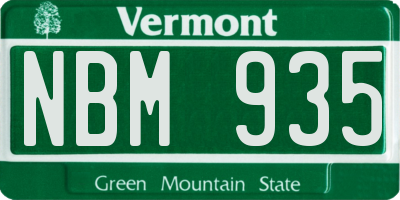 VT license plate NBM935