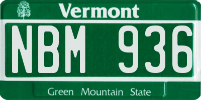 VT license plate NBM936