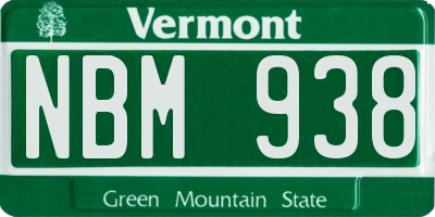 VT license plate NBM938