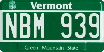 VT license plate NBM939