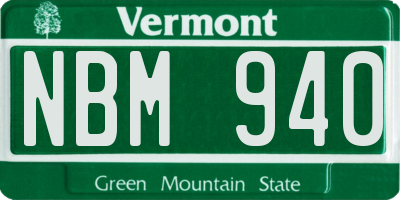 VT license plate NBM940