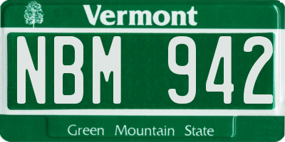 VT license plate NBM942