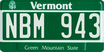 VT license plate NBM943