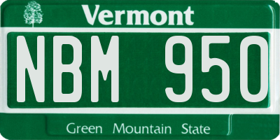 VT license plate NBM950