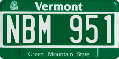 VT license plate NBM951