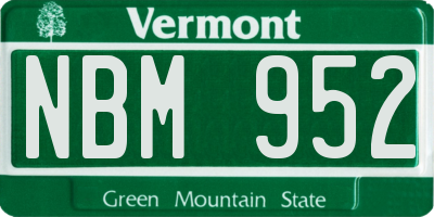 VT license plate NBM952