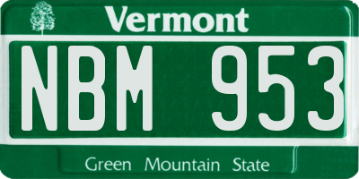 VT license plate NBM953