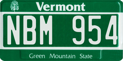 VT license plate NBM954