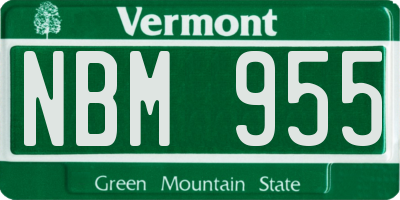 VT license plate NBM955
