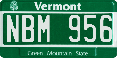 VT license plate NBM956
