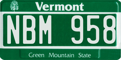VT license plate NBM958