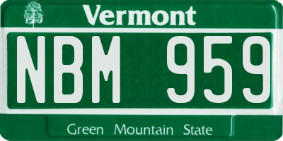 VT license plate NBM959