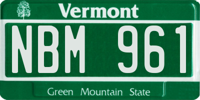 VT license plate NBM961