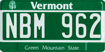 VT license plate NBM962