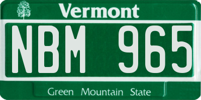 VT license plate NBM965