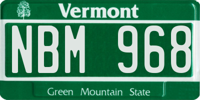 VT license plate NBM968