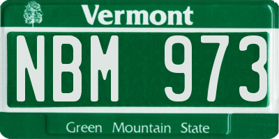 VT license plate NBM973