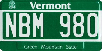 VT license plate NBM980