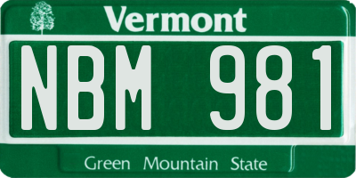 VT license plate NBM981