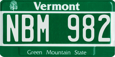 VT license plate NBM982