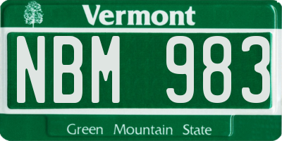 VT license plate NBM983
