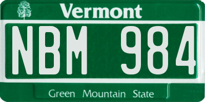 VT license plate NBM984