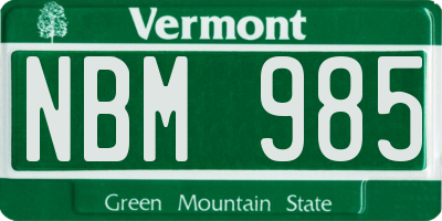 VT license plate NBM985