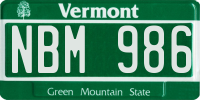 VT license plate NBM986