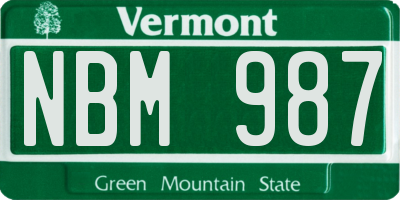 VT license plate NBM987