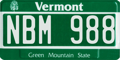 VT license plate NBM988