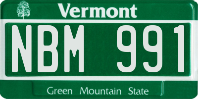 VT license plate NBM991