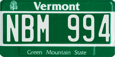 VT license plate NBM994