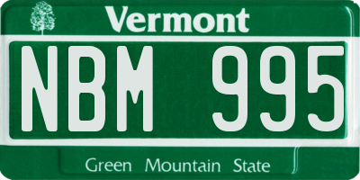 VT license plate NBM995