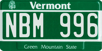 VT license plate NBM996